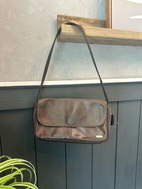 Vintage Rolfs Dark Brown Leather Shoulder Bag Classic Genuine Leather Purse